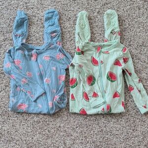 Kyte BABY Blue Floral and Green Watermelon Kids Tops